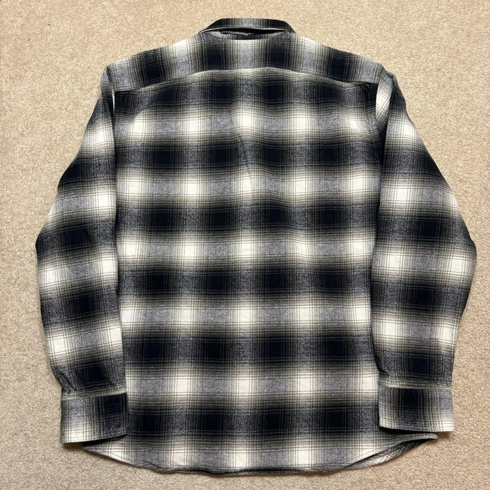 Banana Republic Flannel Shirt Mens Large Gray Ombre Shadow Plaid Western Cottage - Picture 2 of 10